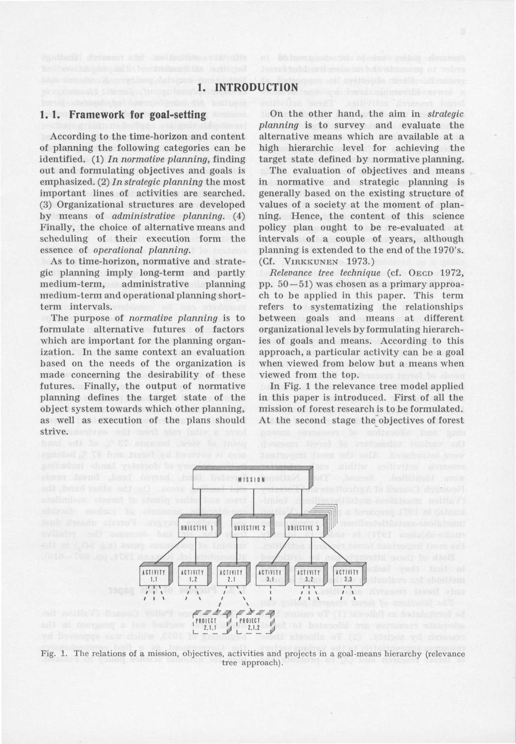 . INTRODUCTION.. Framework for goal-setting According to the time-horizon and content of planning the following categories can be identified.