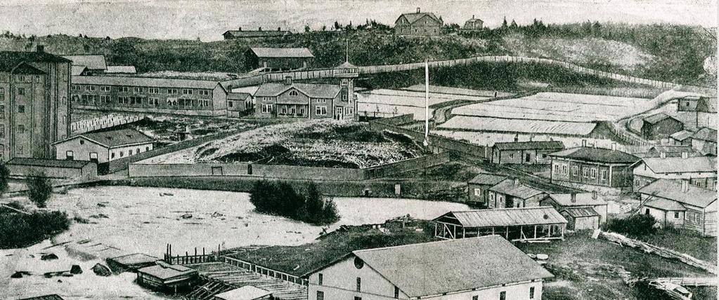 Työnpuisto 1860-luvulla aidattuna halkovarastona Erkkilän