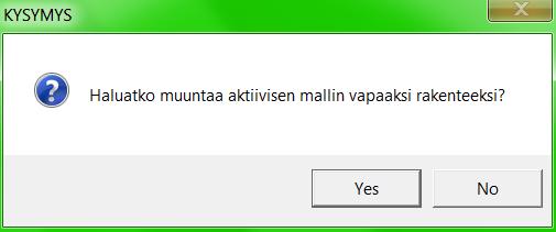 5.6.1 Vapaan rakenteen Kuormitustapaukset ja kuormitusyhdistelmät ikkuna Valmiiksi määritetyt kuormitustapaukset ja -yhdistelmät ovat kiinteitä, mutta käyttäjä