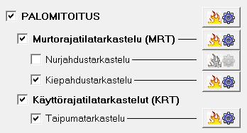 arvot normaalitilanteen asetusikkunassa: Jos käytetään palotilanteen stabiliteettiominaisuuksia, määritetään ne