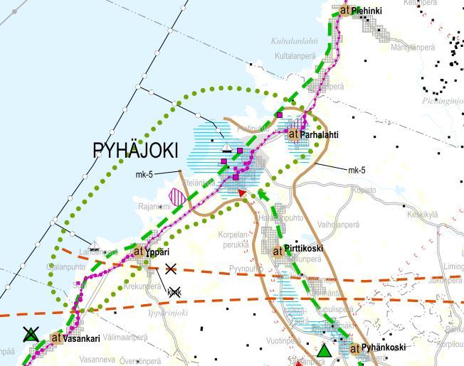 6 Kuva 2. Ote Pohjois-Pohjanmaan 2. vaihemaakuntakaavasta (hyväksytty maakuntavaltuustossa 7.12.2016). Pyhäjoen kirkonkylän alue on 2. vaihemaakuntakaavassa osoitettu taajama- ja kyläalueeksi.