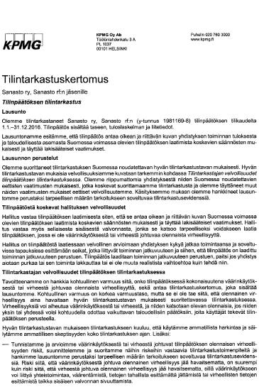 T I L I N T A R K A S T U S K E R T O M U S TILINPÄÄTÖKSEN ALLEKIRJOITUKSET Helsingissä XX.