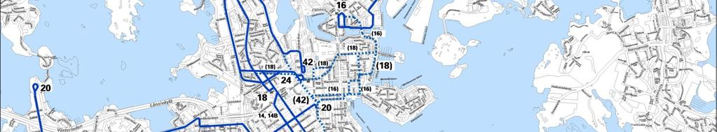 Perusvaihtoehdon bussimuutokset.