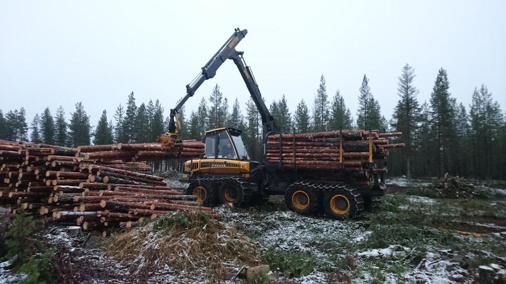 kuormatilasta puutavarapinoon. Purkamisaikaan voi liittyä työn suunnittelua ja puutavaralajien järjestelyä.