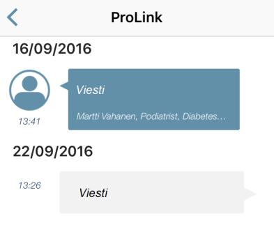 3.4.9 ProLink Jos hoitotiimissäsi ei ole yhtään palveluntarjoajaa ( Nykyiset palveluntarjoajat ), et voi käyttää ProLink -toiminnallisuutta.