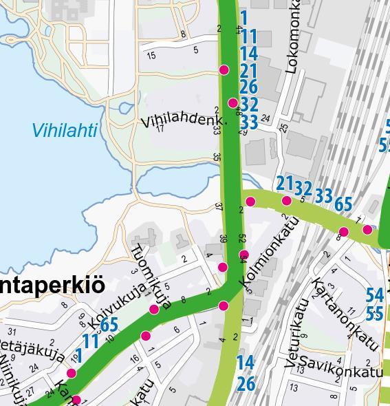 2.3 Joukkoliikenne Hatanpään valtatiellä Lahdenperänkadun liittymän kohdalla on joukkoliikennekaista. Vuorotiheys kaistalla iltahuipputunnin aikana on n. 16 linja-autoa.