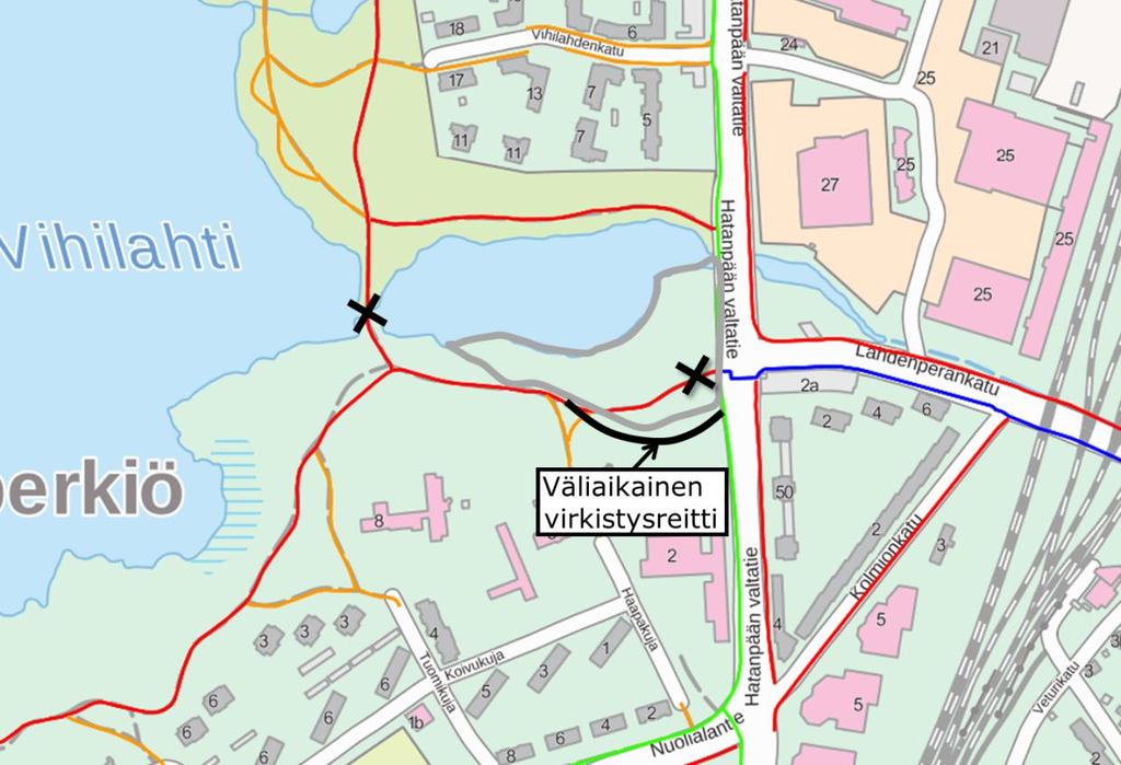 3.2 Jalankulku ja pyöräily Seudullinen pyöräilyn laatukäytävä risteää Lahdenperänkadun työmaaliittymän kanssa.
