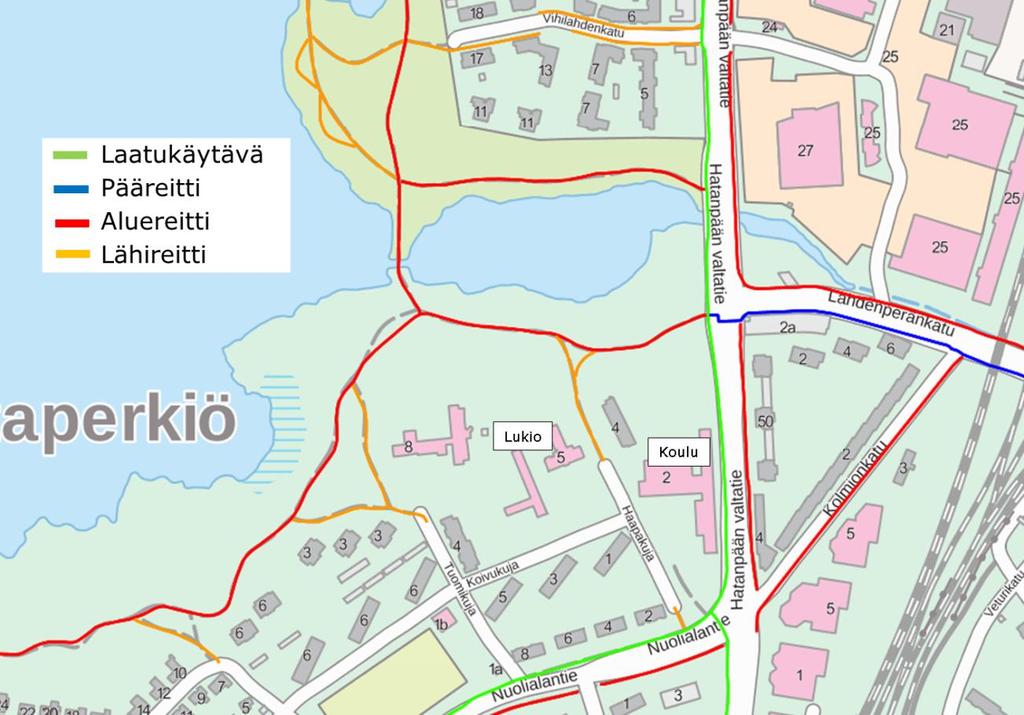 2.2 Jalankulku ja pyöräily Hatanpään valtatien länsipuolella työmaan kohdalla kulkee seudullinen pyöräilyn pääväylä Pirkkalasta