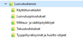 11 Kuva 3. Kansion työmaakansio alahakemiston rakenne 3.1.3 Luovutuskansio Ennen projektin luovutusta on tilaajalle luovutettava luovutuskansio.