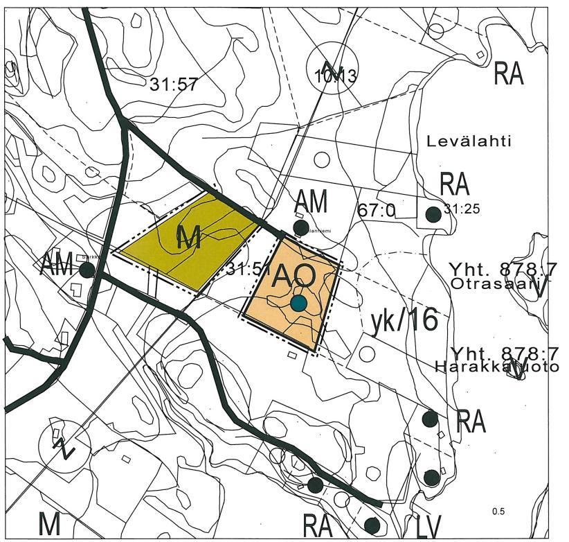 8 Kuva 6:Ote rantaosayleiskaavamuutoskartasta Yleiskaavamerkinnät ja -määräykset Erillispientalojen alue. Alueelle saa sijoittaa enintään 1 ½ kerroksisia asuinrakennuksia.