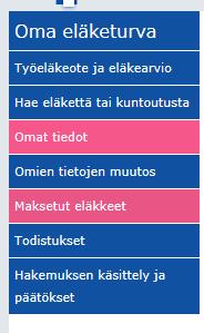 Henkilöasiakkaan asiointipalvelu - palvelut etuutta saavalle asiakkaalle Palvelun kuvaus Eläkkeellä tai kuntoutuksessa olevan asiakkaan etuuden vastaanottamiseen liittyvät palvelut: Ansiorajan