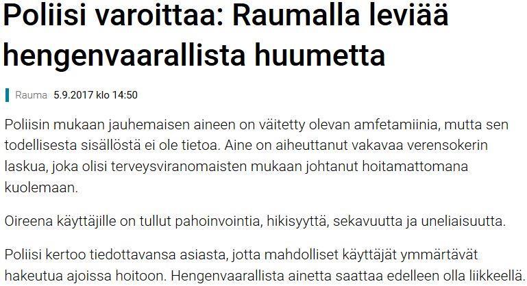 Tilanne Suomessa: amfetamiini 5.10.