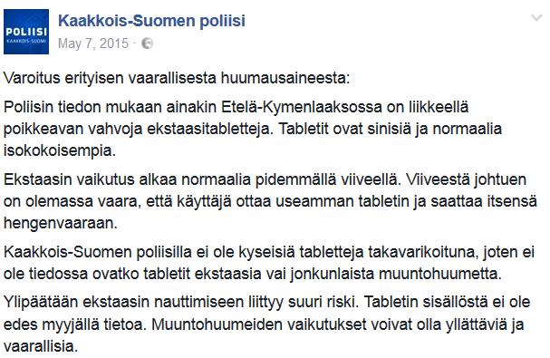 Tilanne Suomessa: ekstaasi 5.10.