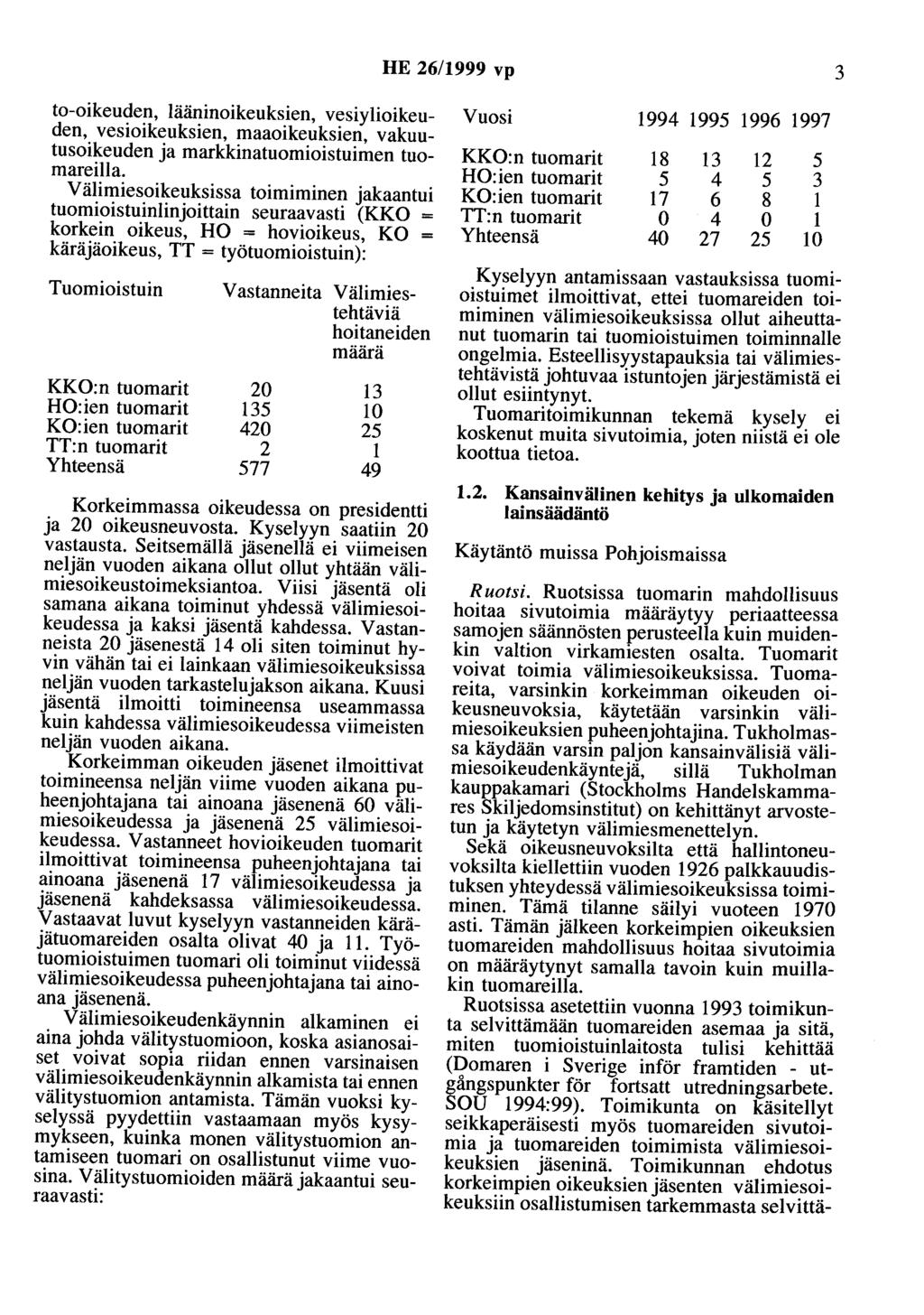 HE 26/1999 vp 3 ta-oikeuden, lääninoikeuksien, vesiylioikeuden, vesioikeuksien, maaoikeuksien, vakuutusoikeuden ja markkinatuomioistuimen tuomareilla.