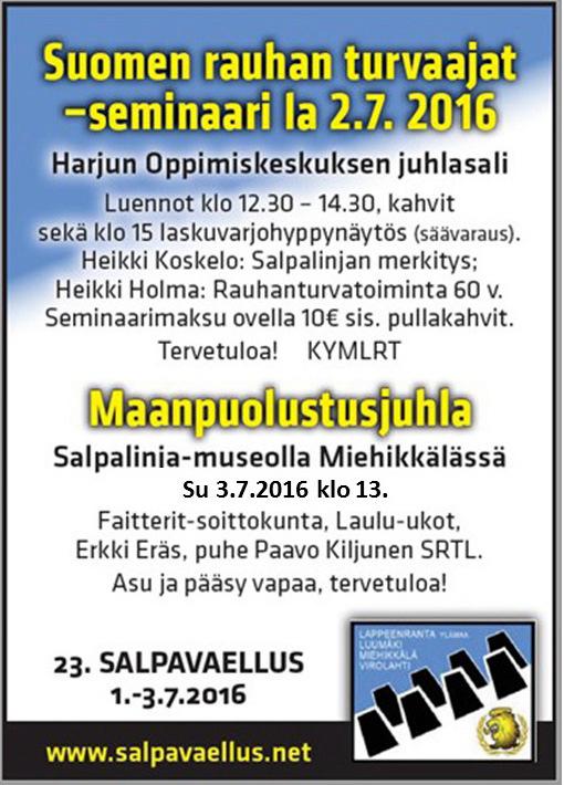 8 Checkpoint Salvassa yli 100 rauhanturvaajaa Suomen rauhan turvaajat -seminaariin osallistui Harjussa noin 80 henkeä.
