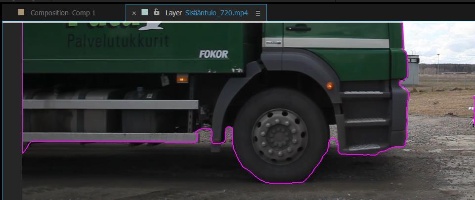 Maalaus aloitetaan halutun maskin ensimmäisen framen kohdalta, jolloin kyseiseen frameen tehdään keyframe.