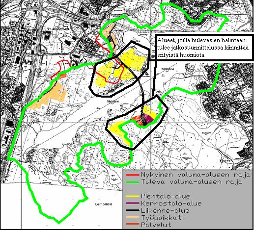 21 Kuvasta 19 nähdään, että maankäytön ja 25.2.2008 mennessä suunniteltujen hulevesien hallintatoimien toteutuessa Särkijärveen kohdistuva fosforikuormitus nousee arvosta 63 kg/a arvoon 96 kg/a eli noin 52 prosenttia.