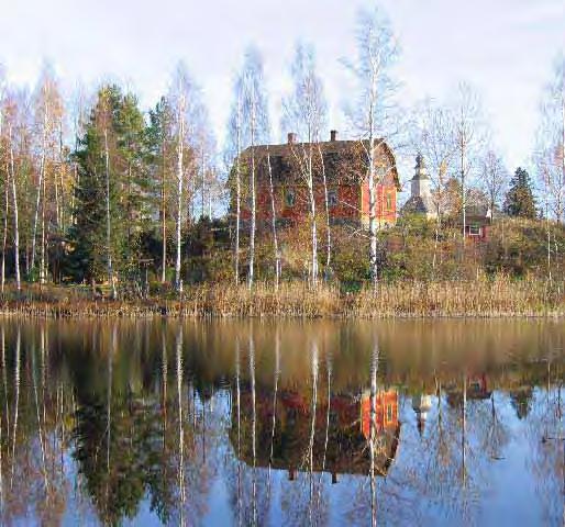 Kaislaranta Riihisaaresta, lounaan suunnasta nähtynä. Taustalla kirkon torni.