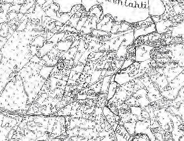 Ote pitäjänkartasta vuodelta 1933. Västilän kylä Västilän kylän alue rajautuu pohjoisessa Löytäneenlahteen, idässä Västilänjokeen ja Vähä-Löytäneen järveen.