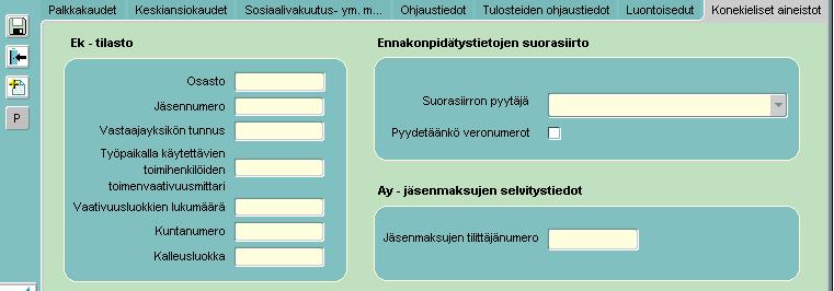 7 Konekieliset aineistot EK-tilasto ja ennakonpidätystietojen suorasiirto.