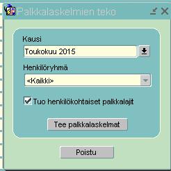 Yhdelle henkilölle palkkalaskelma tehdään hakemalla kyseinen henkilö ruudulle ja klikkaamalla + -painiketta.