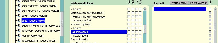 1.4 Web-sovellukset Ruksaa web-sovelluksista palkanlaskenta ja tietojen tuonti, mikäli