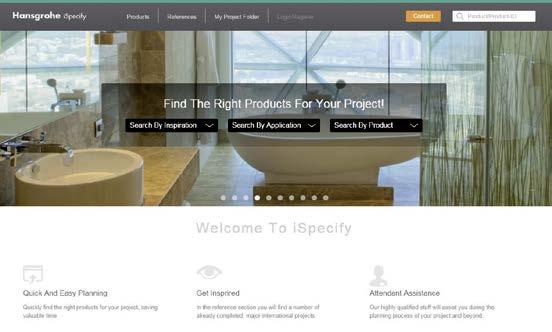 Hansgrohe ispecify -suunnittelualusta verkossa Projektisuunnittelu on helppoa Kattavasti: Verkkoalusta ispecify mahdollistaa optimaalisen kylpyhuonesuunnittelun kaikkine tarpeellisine tuotetietoineen