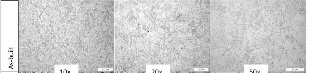 Magnetic properties: microstructures and heat treatment Micrographs of Fe-50Co samples in as-built condition