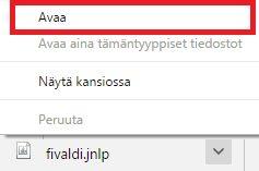 2.3 Google Chrome Chromessa ladattu tiedosto ei avaudu automaattisesti, mutta se tulee näkyviin selaimen alapalkkiin, josta se on avattavissa klikkaamalla nuolta Avaa