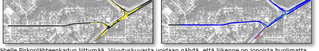 Torpanpellonkadun liittymässä Skinnarilankadun eteläinen saapumissuunta jonoutuu nopeasti vasemmalle Torpanpellonkadulle pyrkivien ajoneuvon pysähtyessä ilman