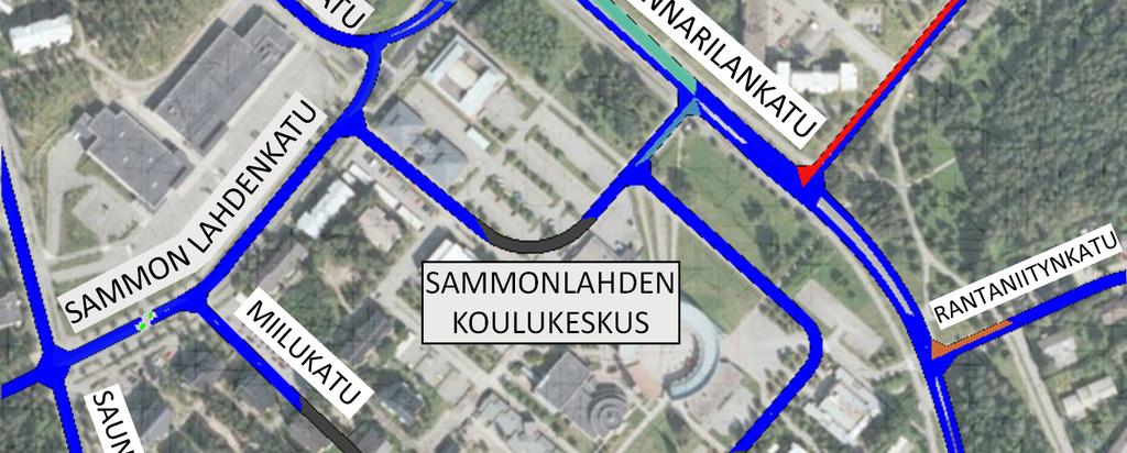 etelän suuntaan, mikä sujuvoittaa alueelta poistumista ja pitää viivytykset