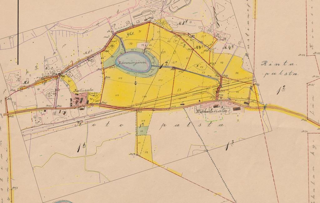 Isojaon 1913 täydennyskartta, jonka päälle