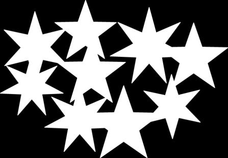 sivu 2 / 8 3 pistettä 1. Kuvassa on 5-sakaraisia, 6- sakaraisia ja 7-sakaraisia tähtiä. Kuinka monta 5-sakaraista tähteä kuvassa on? (A) 2 (B) 3 (C) 4 (D) 5 (E) 9 2.
