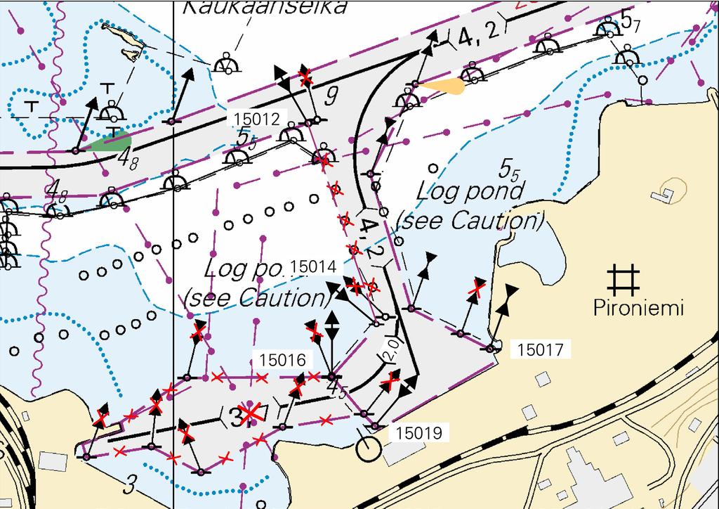 Ei merikartan mittakaavassa - Inte i sjökortets skala - Not to scale of chart (FTA, Lappeenranta/Villmanstrand 2016) ----Tm/UfS/NtM 7. 10.03.2016 *76. L/203/203.2 Suomi. Vuoksen vesistö. Ruokolahti.