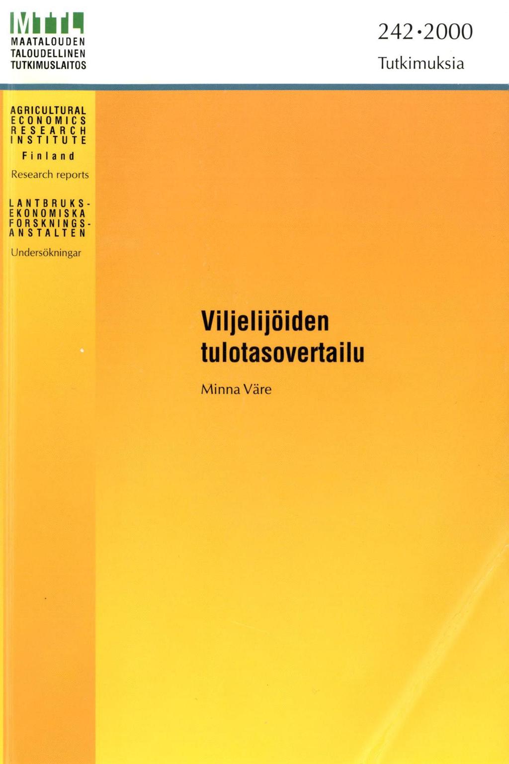 MAATALOU DEN TALOUDELLINEN TUTKIMUSLAITOS 242.