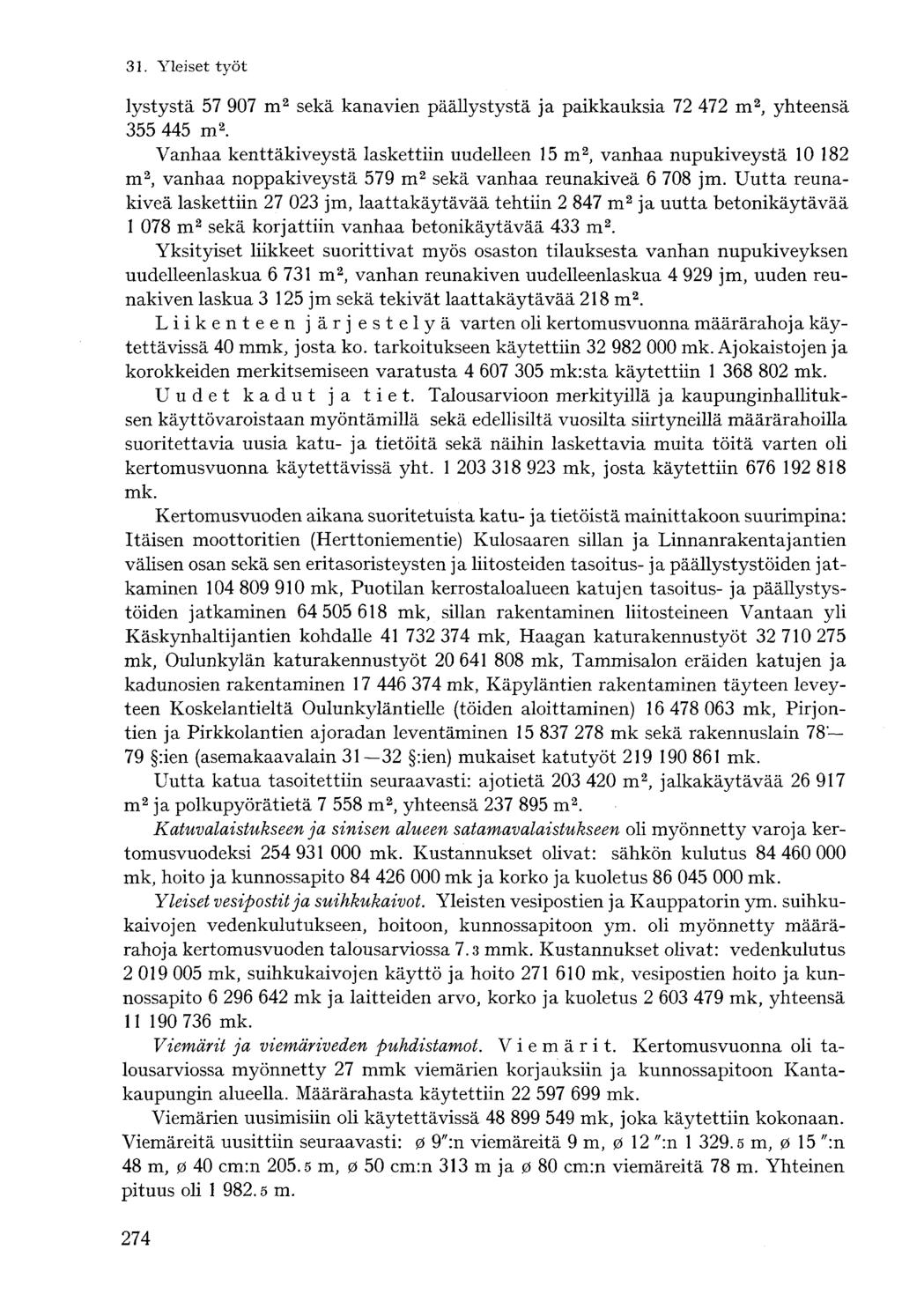 lystystä 57 907 m 2 sekä kanavien päällystystä ja paikkauksia 72 472 m 2, yhteensä 355 445 m 2.