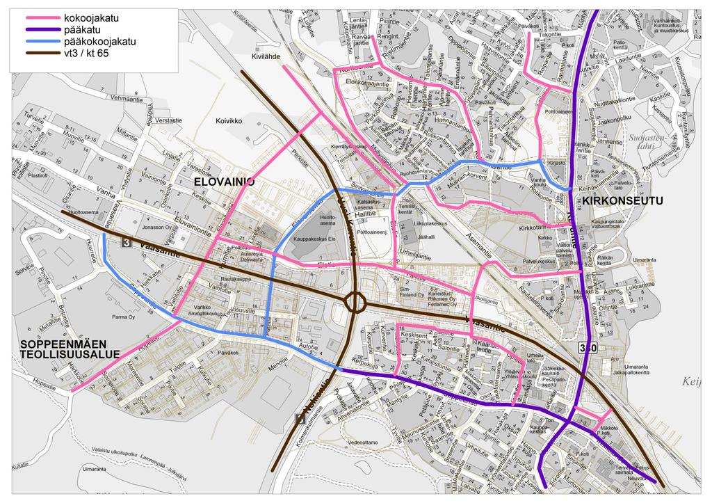 4.2.2 Tiet ja kadut Kuvassa 21 esitetään ajoneuvoväylien hierarkinen luokitus.