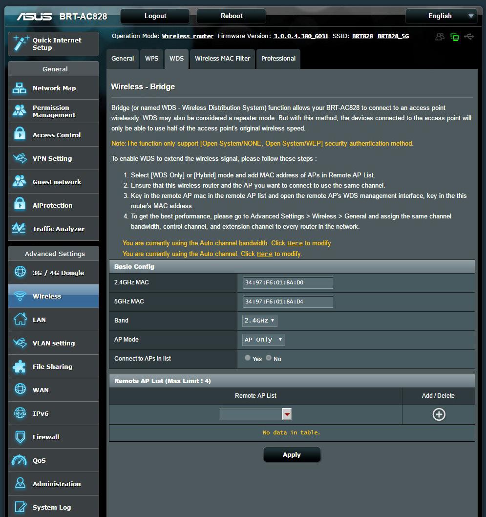 4.1.3 WDS (Silta) Silta tai WDS (Wireless Distribution System) antaa langattoman ASUS-reitittimen muodostaa yhteyden muihin langattomiin tukiasemiin yksinomaisesti, estäen muita langattomia laitteita