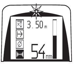 1. Betoniraudan syvyys 2. Ajettu mittausmatka 3. Signaalivoimakkuus 4. Asetukset: Minimisyvyys, skannaussuunta, raudan halkaisija, raudoitusväli 5.
