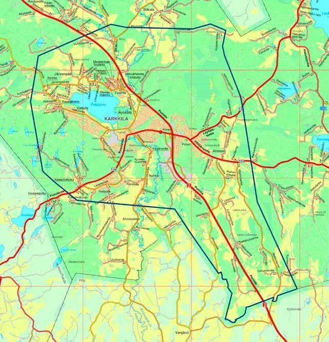 ALUE ALUE Keskustaajaman ja kaakkoisosan osayleiskaava käsittää seuraavan alueen: Keskustaajaman alue, Pyhäjärven ympäristö, Haukkamäen selänne, Toivikkeen selänne, Ahmoon kylä sekä Porintien varsi