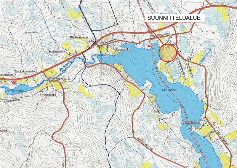 26 kilometriä Rovaniemen keskustasta luoteeseen.