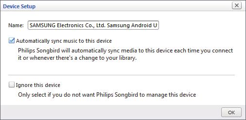 Jos yhdistät laitteen Philips Songbird -sovellukseen ensimmäistä kertaa, ponnahdusikkuna ilmestyy näyttöön.