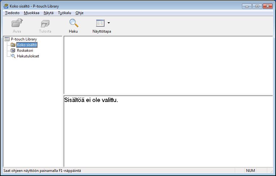 7 P-touch Libraryn käyttäminen (vain Windows ) 7 P-touch Library 7 Tämän ohjelman avulla voit hallita ja tulostaa P-touch Editor -malleja.
