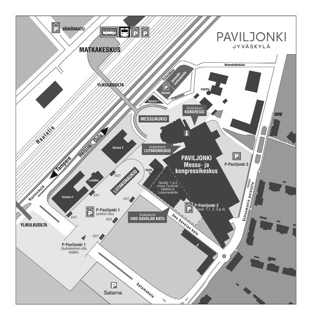 Näyttelypaikkaa lähinnä olevat pysäköintitalot ovat Paviljonki 1 sekä 2 lähimpänä Jyväskylän Paviljonkia, P-matkakeskus ja P-asema, joista molemmista on