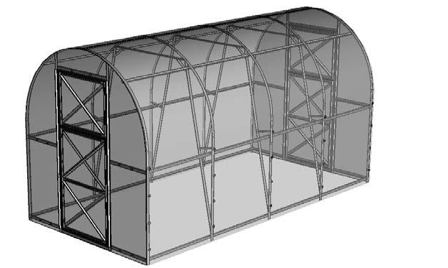 DAŠNAJA-DVUŠKA kennorakenteisella polykarbonaatilla lasitettu kasvihuone korkeus,