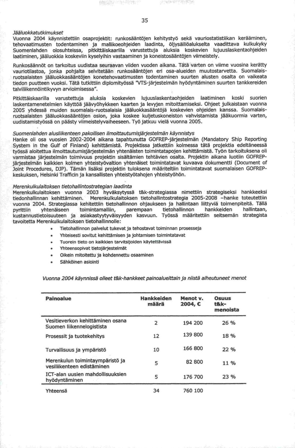 35 Jääluokkatutkimukset Vuonna 2004 käynnistettiin osaprojektit: runkosääntöjen kehitystyö sekä vauriostatistlikan kerääminen, tehovaatimusten todentaminen ja matlikoeohjeiden laadinta,