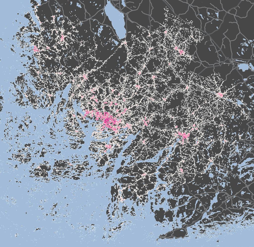 sekä väestön keskittymisestä kaupunkiseuduille