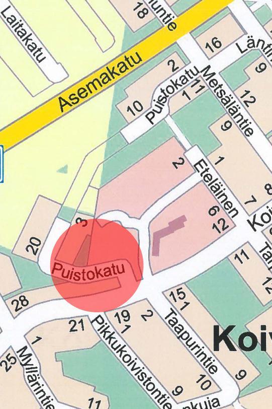 Kaavamuutoksen tavoitteena on merkitä Puistokadun Koivistontien puoleinen pää kaavaan ja muuttaa kaavamerkintä entisen Viialan museon alueella vastaamaan sen nykyistä käyttötarkoitusta asumista. 3.