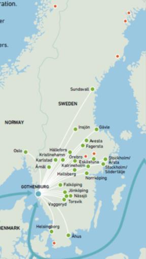 RUOTSISSA MALLIESIMERKKINÄ GÖTEBORGIN SATAMA: RAILPORT SCANDINAVIA-KONSEPTI, KONTTIJUNAYHTEYDET NOIN 25 TERMINAALIIN