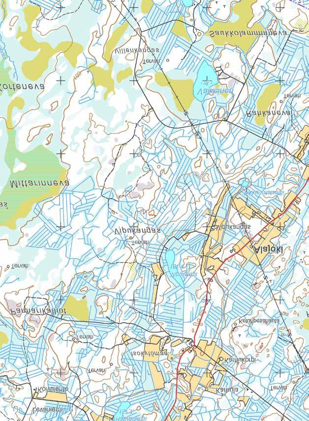 Havaintokartta 1. Pyyn (2 paria) reviirit ja teerien havainnot (4 paikkaa). Pyy Teeri PERHO ALAJOKI ALAJOEN TUULIPUISTON OSAYLEISKAAVA 7 6 1 368156.000, 7004510.